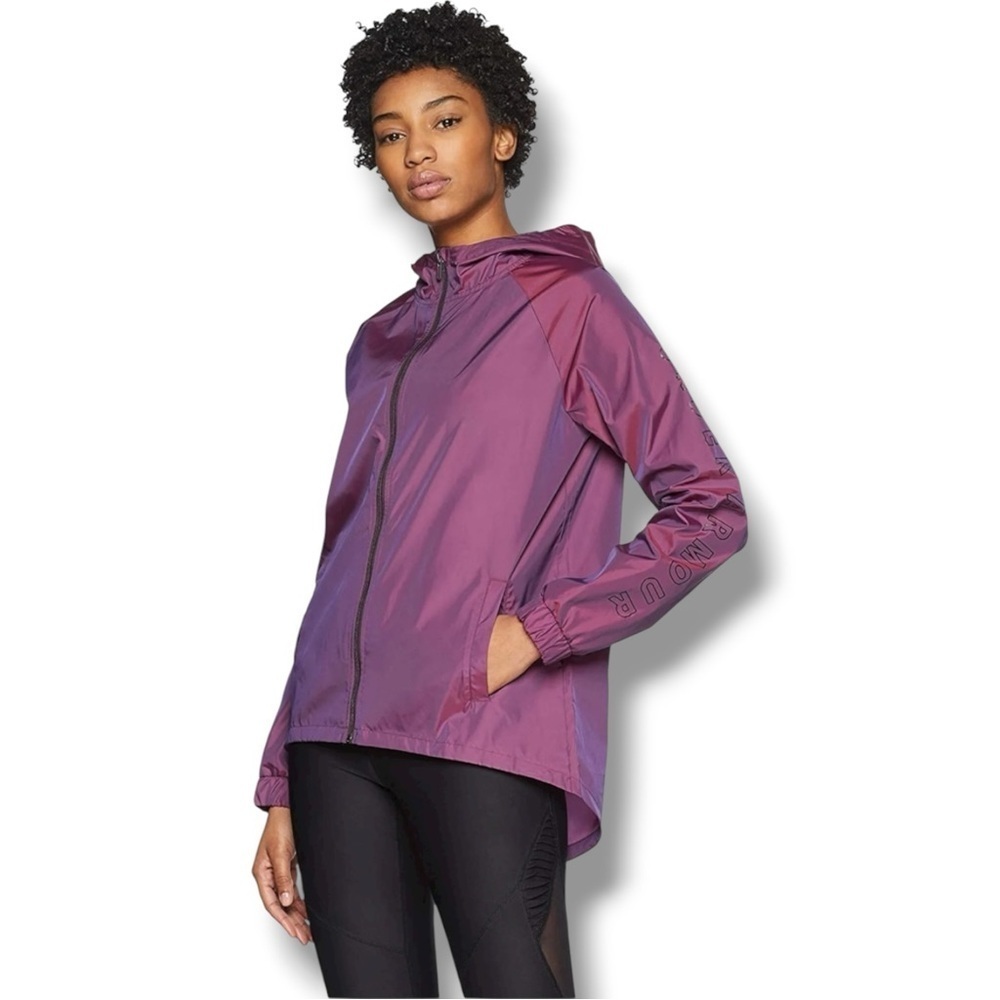 UNDER ARMOUR Women's Storm Iridescent Woven Graphic Warm-up Top - M Purple